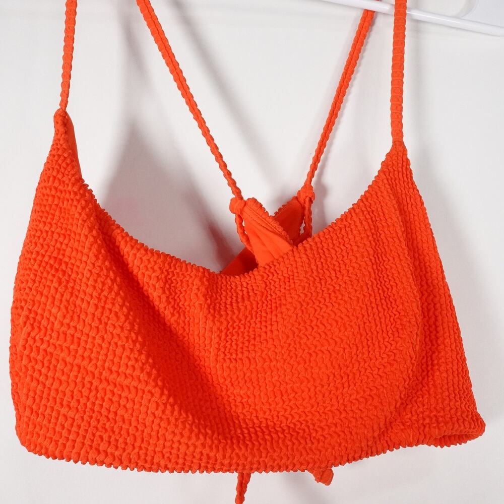 NWOT Sample Andie Swim Sz Large Orange Textured Weave Fiji Bikini Top 2629